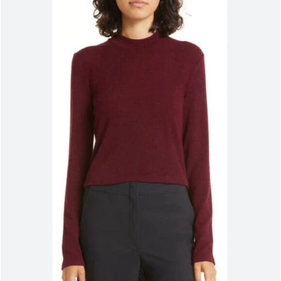 VINCE Women's Cozy Mock Neck Cherry Wine V971584340 Large $225 - Picture 7 of 10